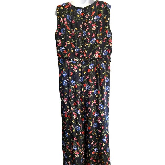 Hobbs London Women's Navy Laura Floral Jumpsuit Size 14 Sleeveless Wide Leg - Picture 4 of 6